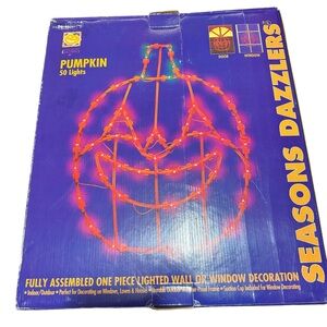VTG Halloween JOL Pumpkin Light Up Hanging Seasons Dazzlers 50 Lights 1996